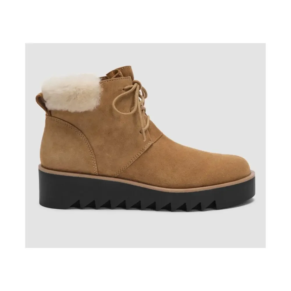 Eileen Fisher Wedge Bootie Kenille Sport Brown Suede New